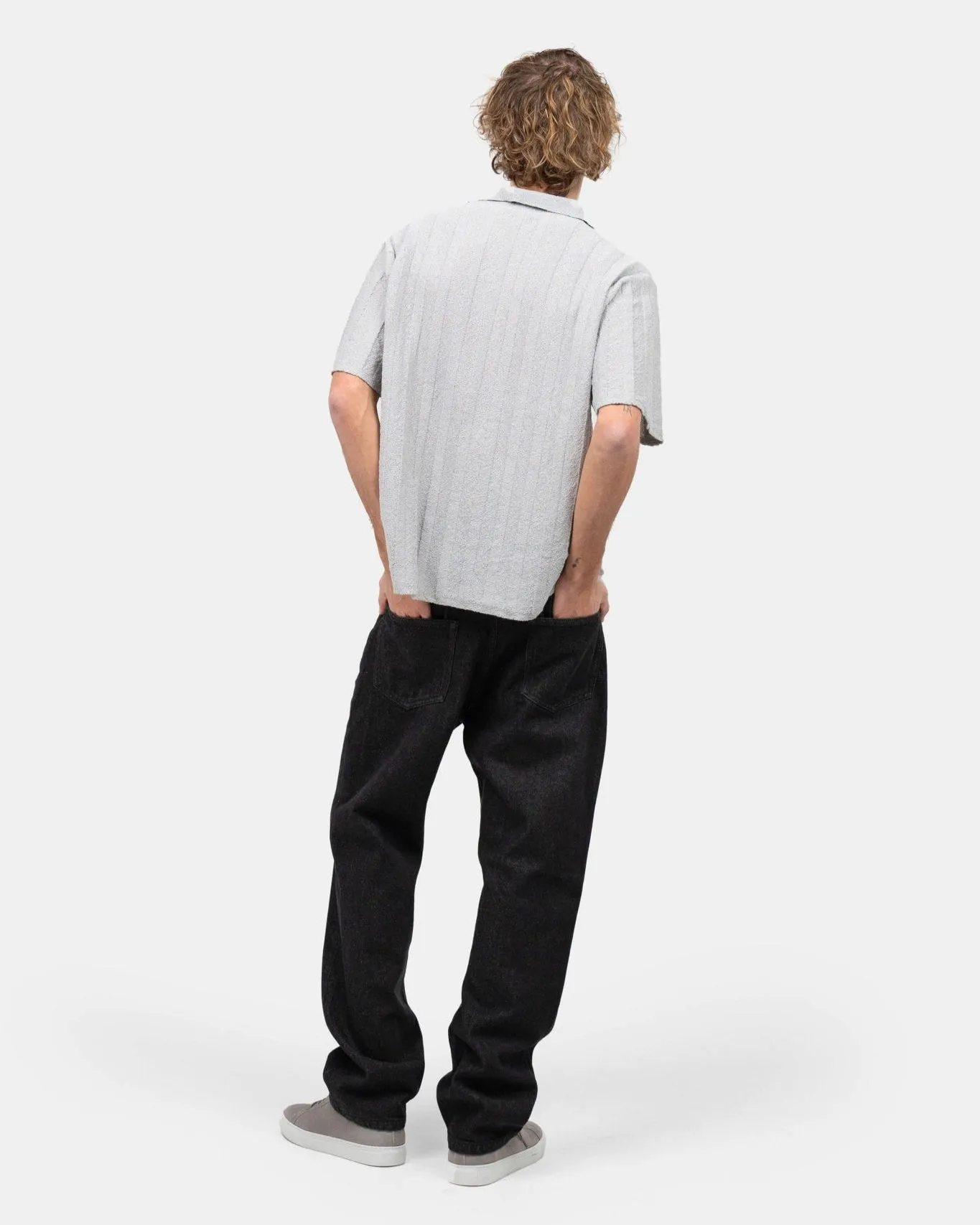 Short Sleeve Textured Shirt Gray