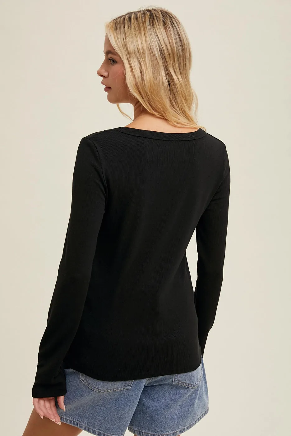 Simply Sleek Black Ribbed Knit Top