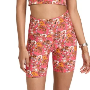 Sincerely Jules for Bandier Bryn 7&quot; Biker Shorts Hibiscus Mod Floral Size M NWT