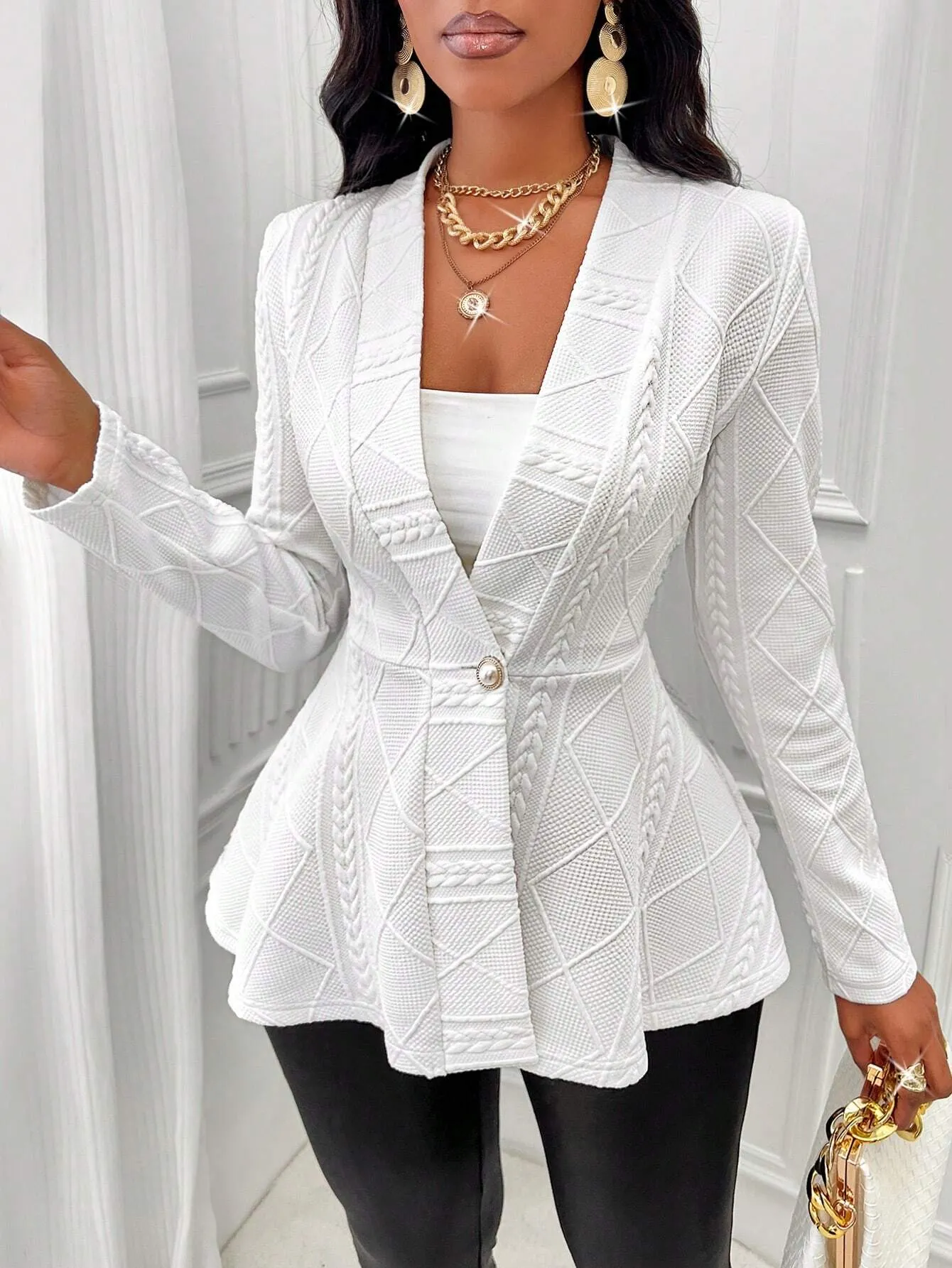 Slayr Solid Color Textured Single Button Jacket