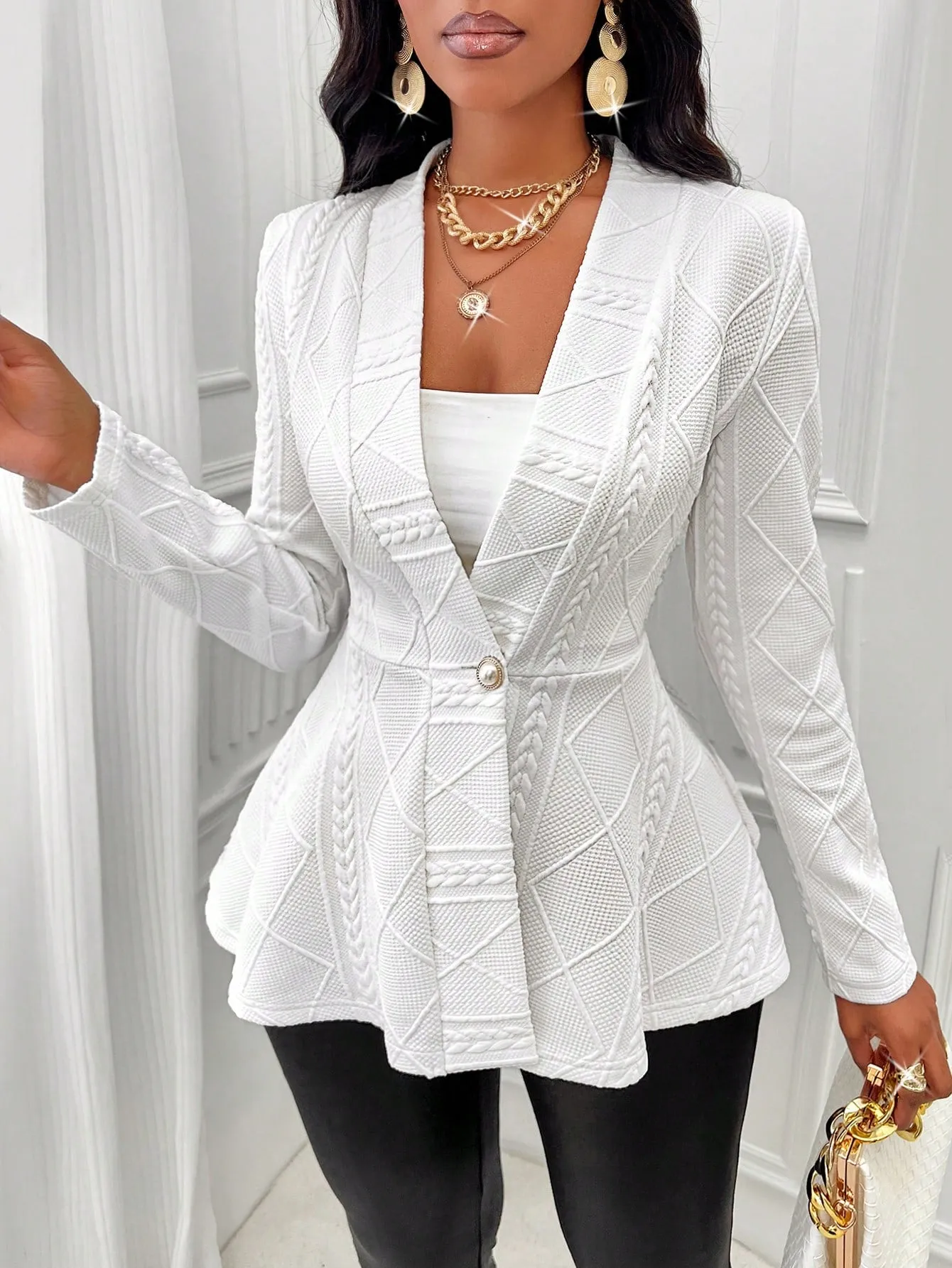 Slayr Solid Color Textured Single Button Jacket