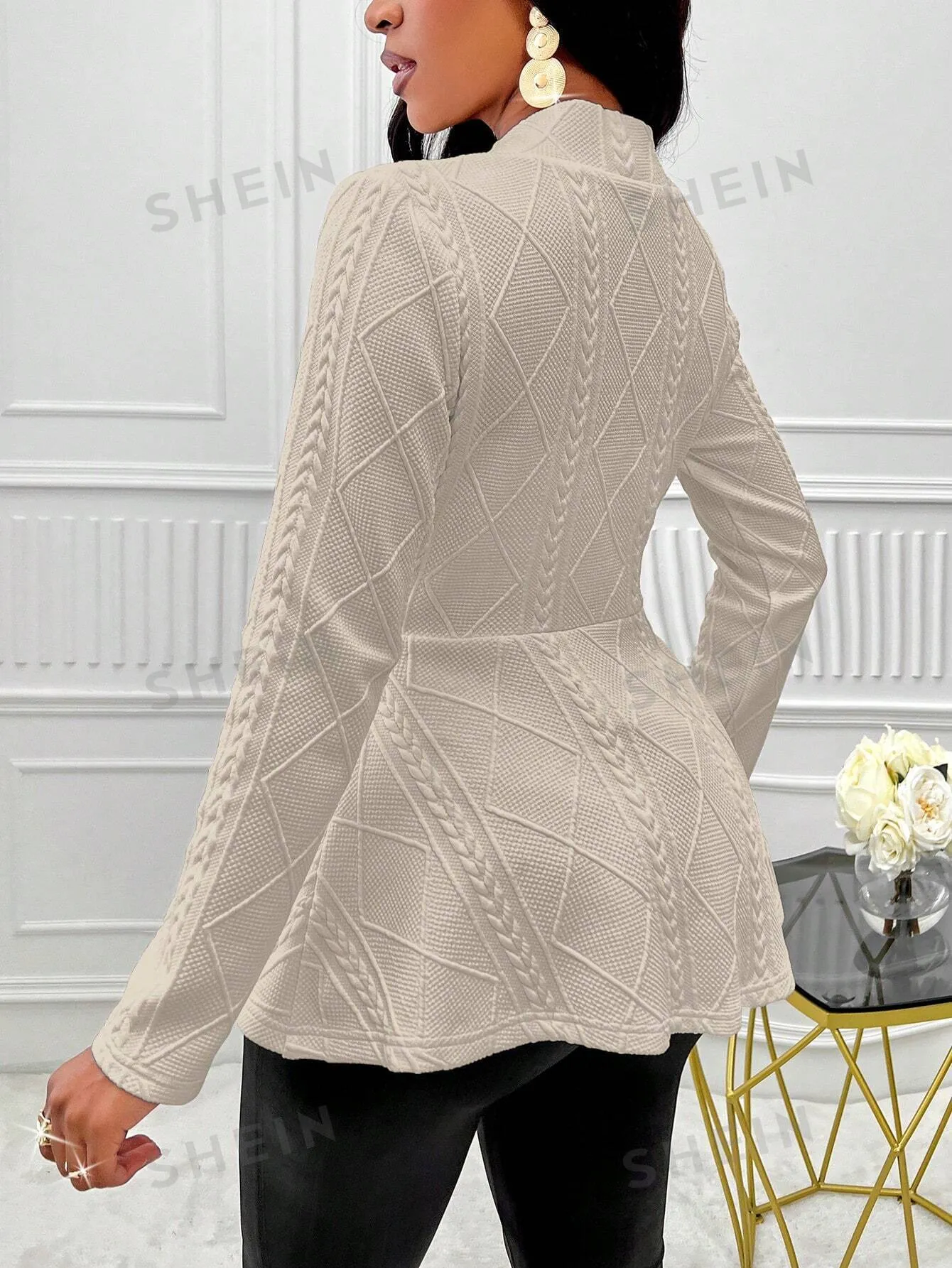 Slayr Solid Color Textured Single Button Jacket