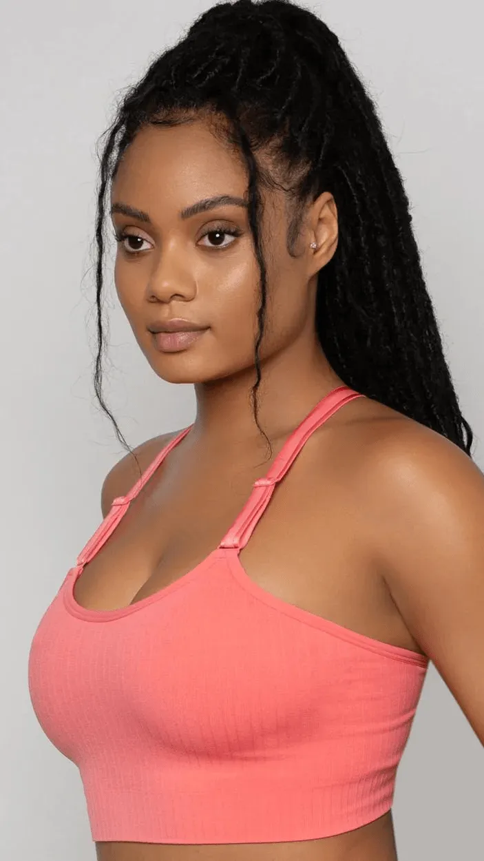 Smooth Seamless Wire-Free Longline Bra- Sun Kissed Coral