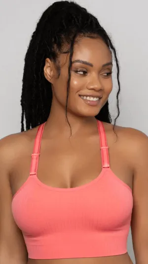 Smooth Seamless Wire-Free Longline Bra- Sun Kissed Coral