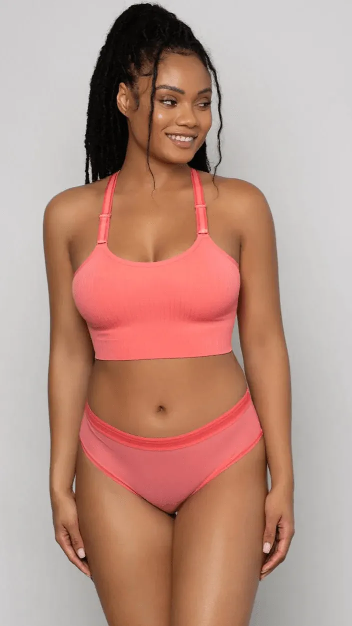 Smooth Seamless Wire-Free Longline Bra- Sun Kissed Coral