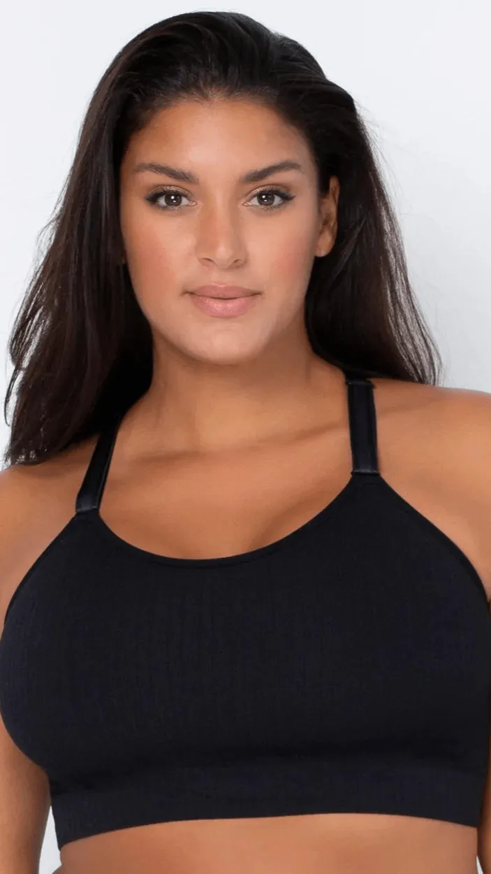 Smooth Seamless Wireless Longline Bra - Black