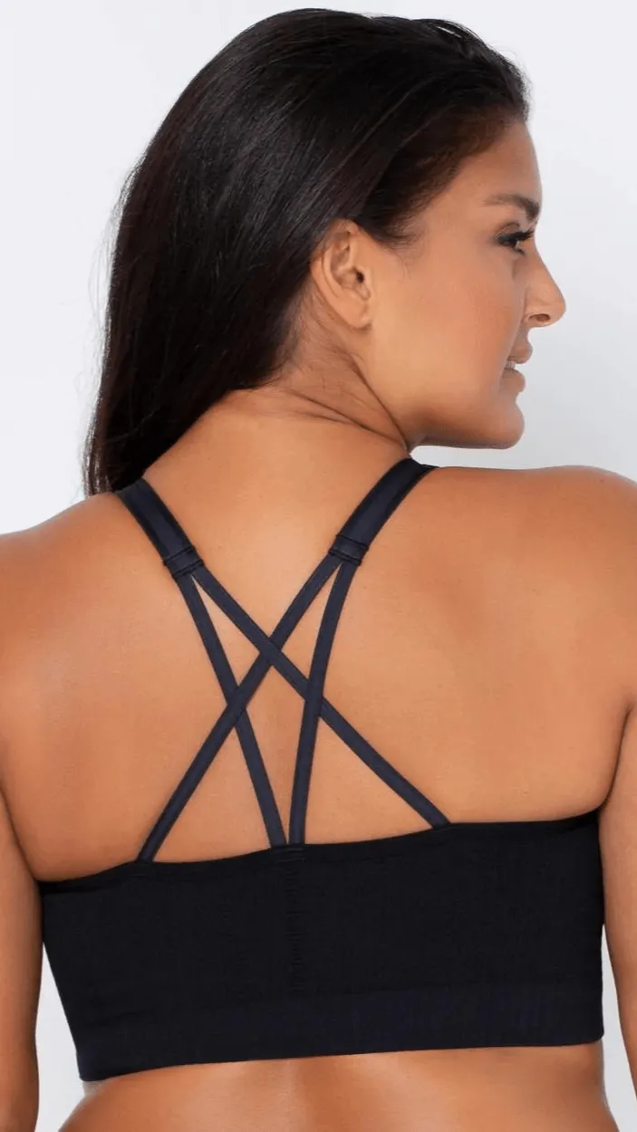 Smooth Seamless Wireless Longline Bra - Black