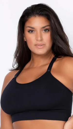 Smooth Seamless Wireless Longline Bra - Black
