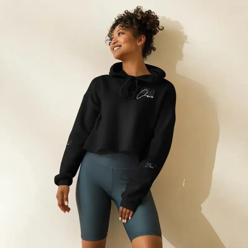 Snake Crop Hoodie with Dyed-to-Match Drawstrings & Raw Hem - 52% Cotton Blend & Lightweight - Perfect for Fashionistas