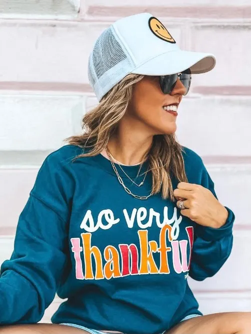 So Very Thankful Sweatshirt: Teal