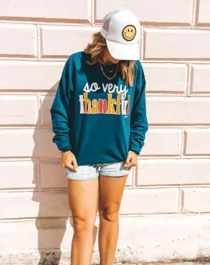 So Very Thankful Sweatshirt: Teal