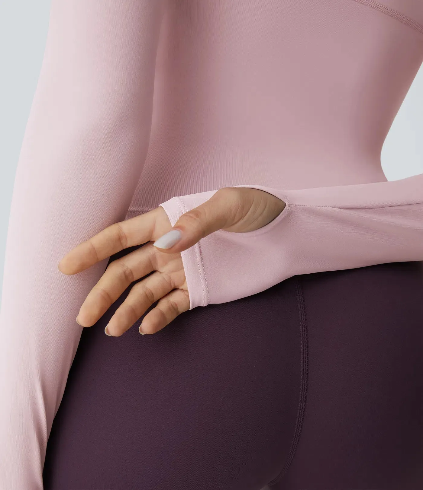 Solid Thumb Hole Yoga Sports Top – Stretchy, Breathable & Workout-Ready