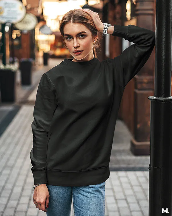 Solid unisex black sweatshirt
