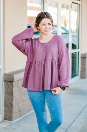Soul Sisters Babydoll Henley in Red Bean