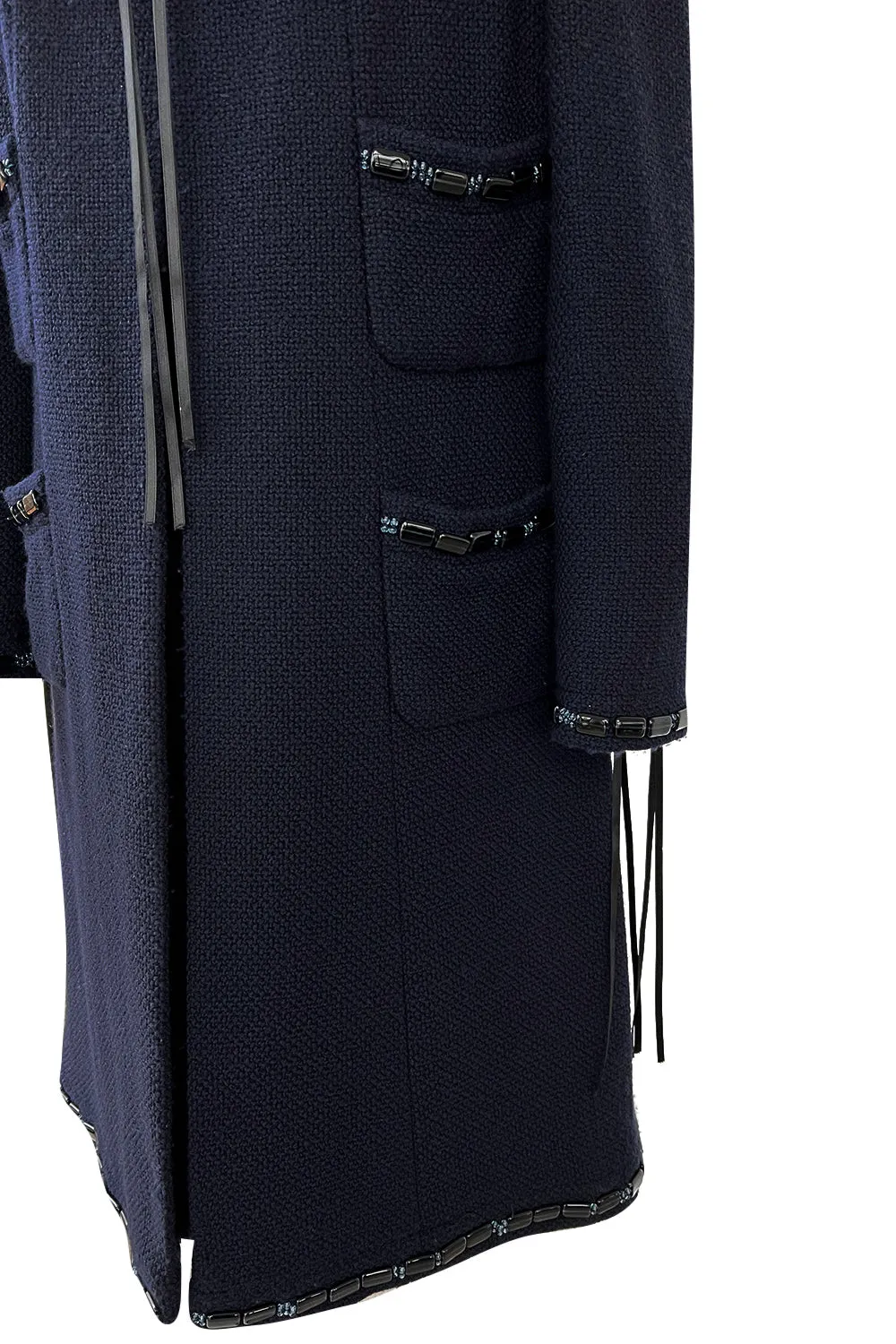 Spectacular Spring 2003 Chanel by Karl Lagerfeld Haute Couture Blue Beaded Runway Dress Coat Suit
