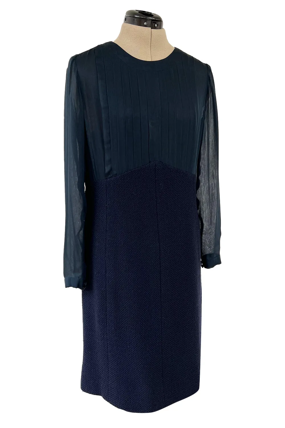 Spectacular Spring 2003 Chanel by Karl Lagerfeld Haute Couture Blue Beaded Runway Dress Coat Suit