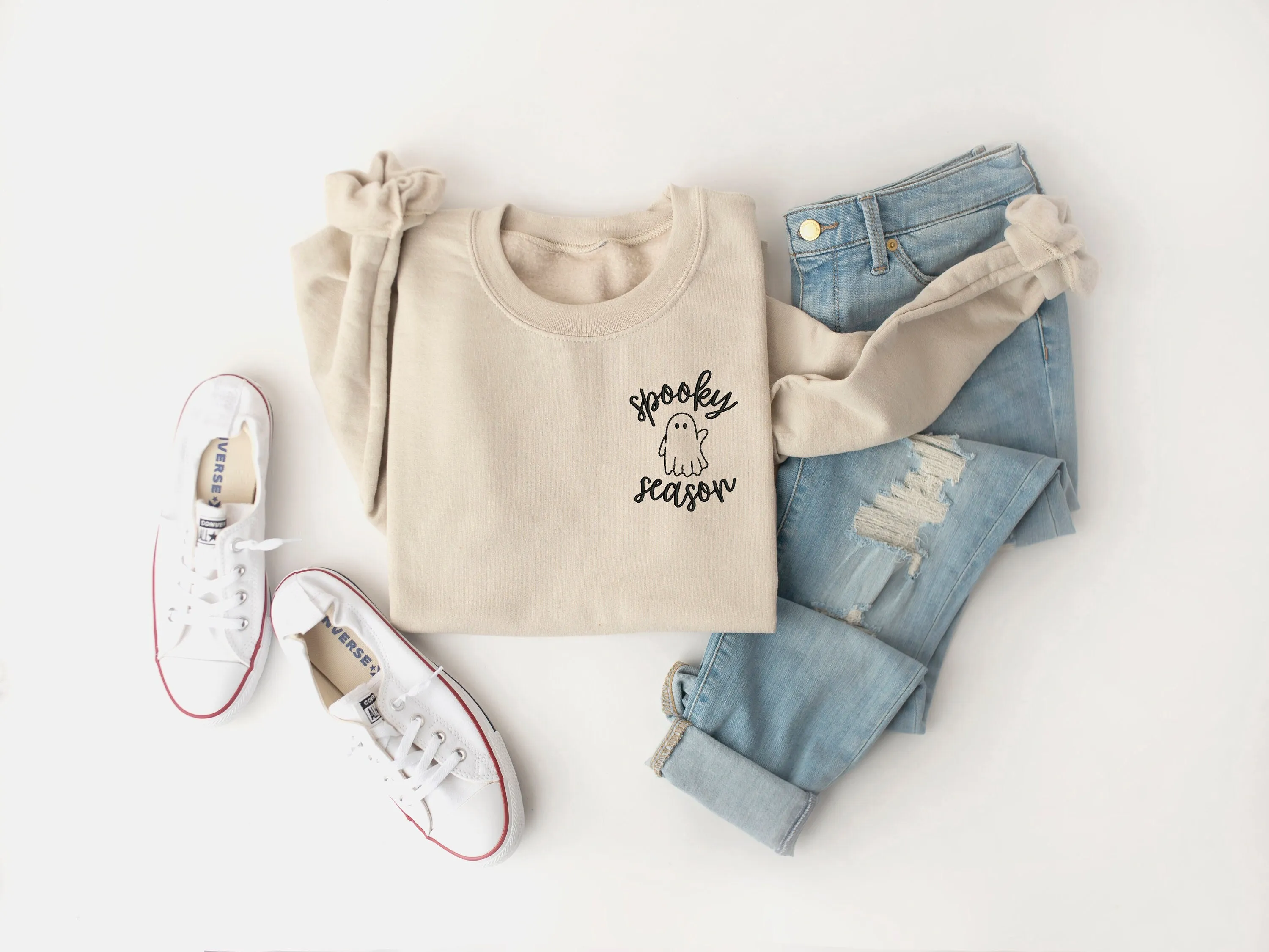 Spooky Ghost Embroidered Sweatshirt