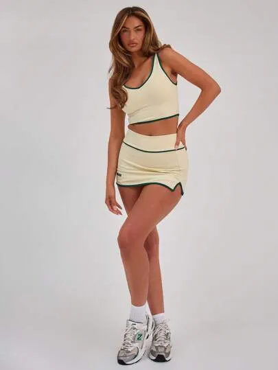 Sport Binding Detail Plunge Gym Crop Top – Stylish & Supportive Activewear