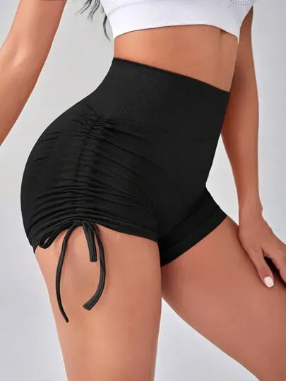 Sport High-Waist Drawstring Athletic Shorts – Side Stripe, Stylish & Comfortable