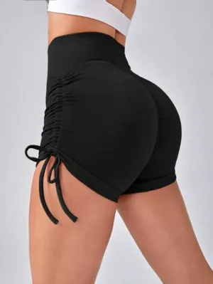 Sport High-Waist Drawstring Athletic Shorts – Side Stripe, Stylish & Comfortable