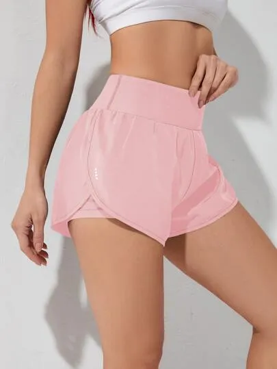 Sport Studio Wideband Waist Dolphin Hem Sports Shorts – Stretchy & Breathable