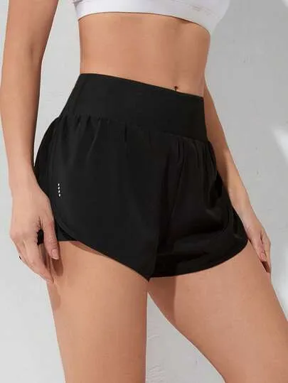 Sport Studio Wideband Waist Dolphin Hem Sports Shorts – Stretchy & Breathable