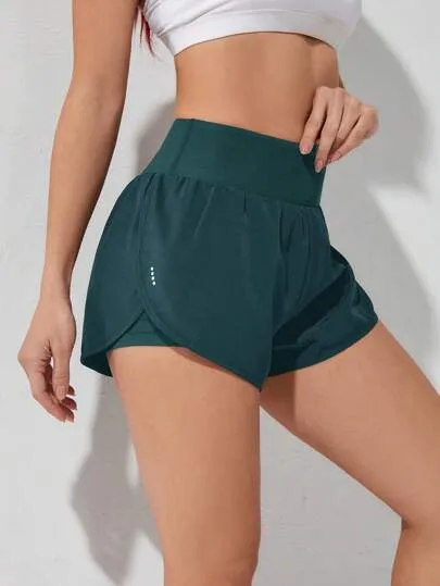 Sport Studio Wideband Waist Dolphin Hem Sports Shorts – Stretchy & Breathable
