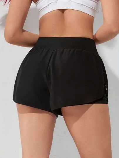 Sport Studio Wideband Waist Dolphin Hem Sports Shorts – Stretchy & Breathable