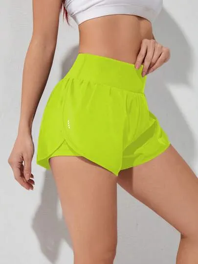 Sport Studio Wideband Waist Dolphin Hem Sports Shorts – Stretchy & Breathable
