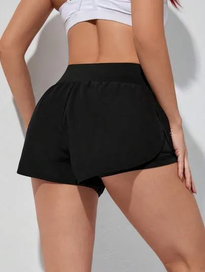 Sport Studio Wideband Waist Dolphin Hem Sports Shorts – Stretchy & Breathable