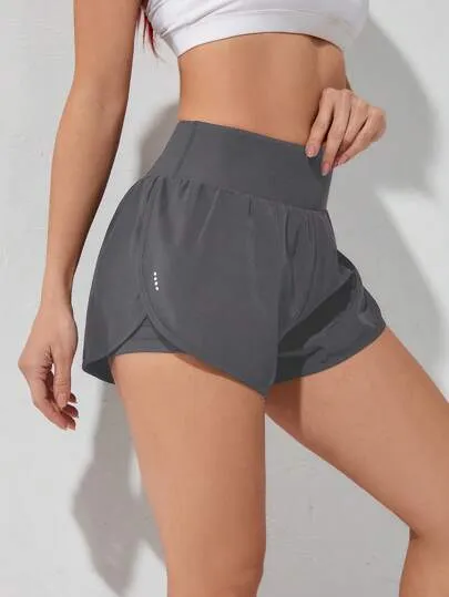 Sport Studio Wideband Waist Dolphin Hem Sports Shorts – Stretchy & Breathable