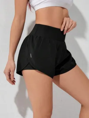 Sport Studio Wideband Waist Dolphin Hem Sports Shorts – Stretchy & Breathable