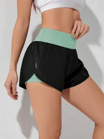 Sport Studio Wideband Waist Dolphin Hem Sports Shorts – Stretchy & Breathable