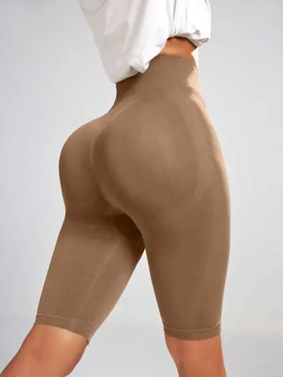 Sport Studio Women’s Seamless High-Elasticity Sports Shorts – Solid Color, Flexible Fit