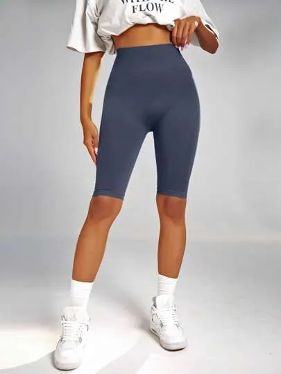 Sport Studio Women’s Seamless High-Elasticity Sports Shorts – Solid Color, Flexible Fit