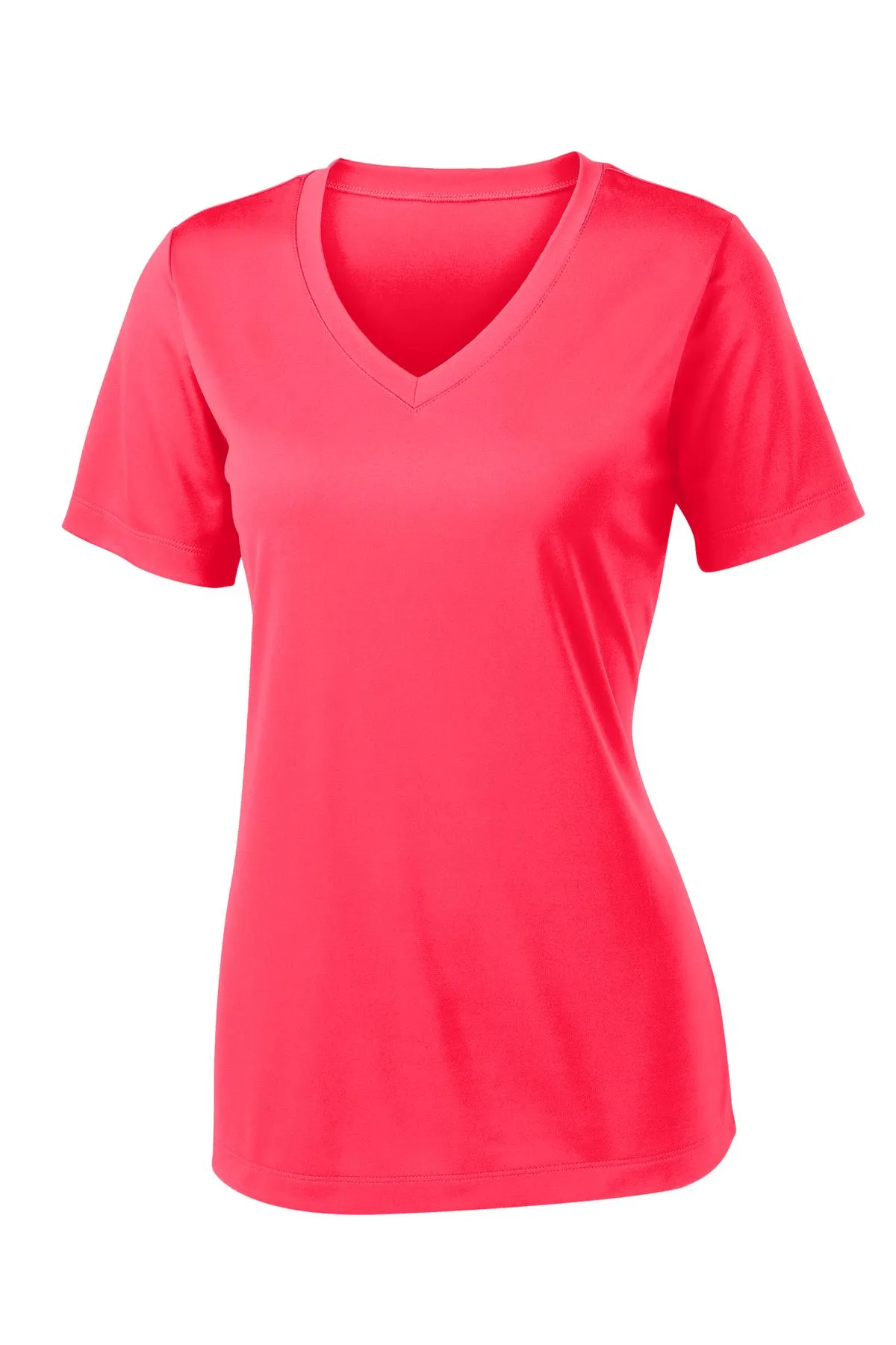 Sport-Tek Women's PosiCharge Competitor V-Neck Tee. LST353 Hot Coral