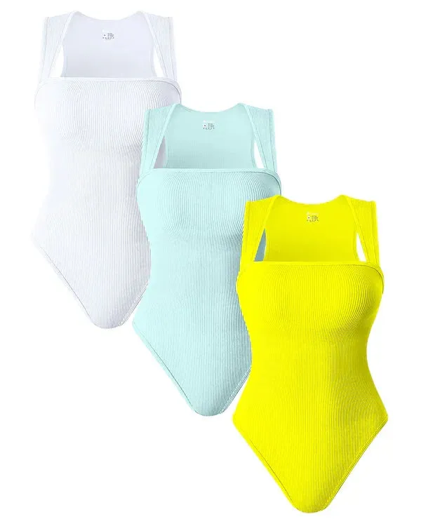 Square Neck Sleeveless Bodysuits - Hot Sale 50% Off