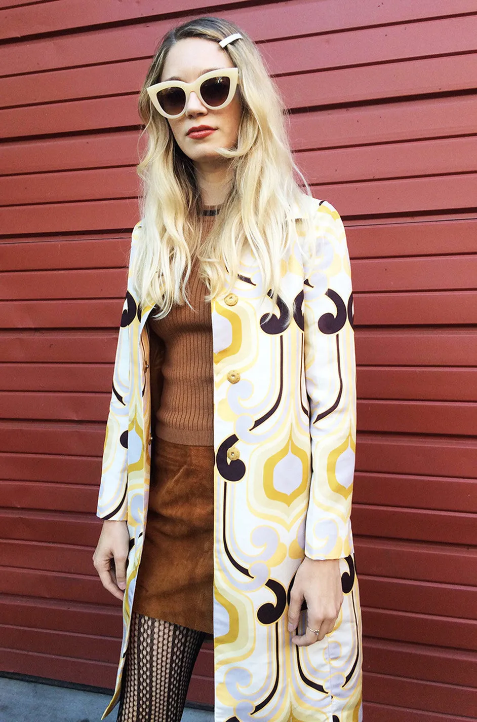 S/S 2005 Miu Miu Runway Geometric Print Silk Coat