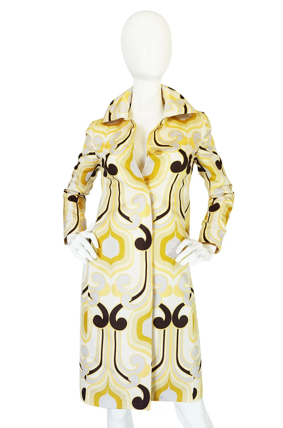 S/S 2005 Miu Miu Runway Geometric Print Silk Coat