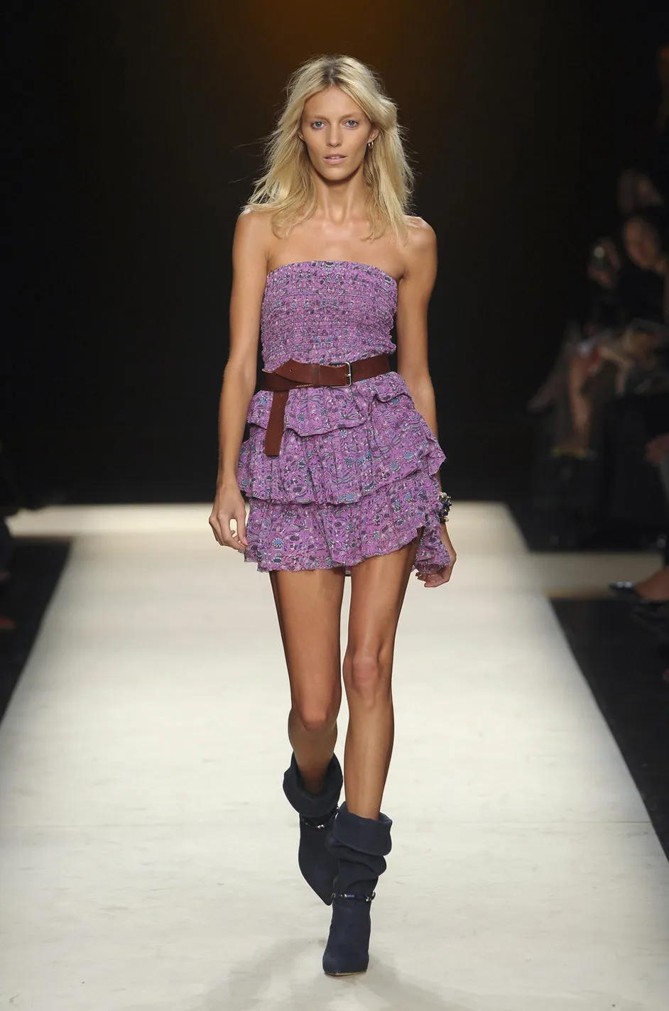 S/S 2011 Isabel Marant Strapless Purple Print Runway Dress Look 3