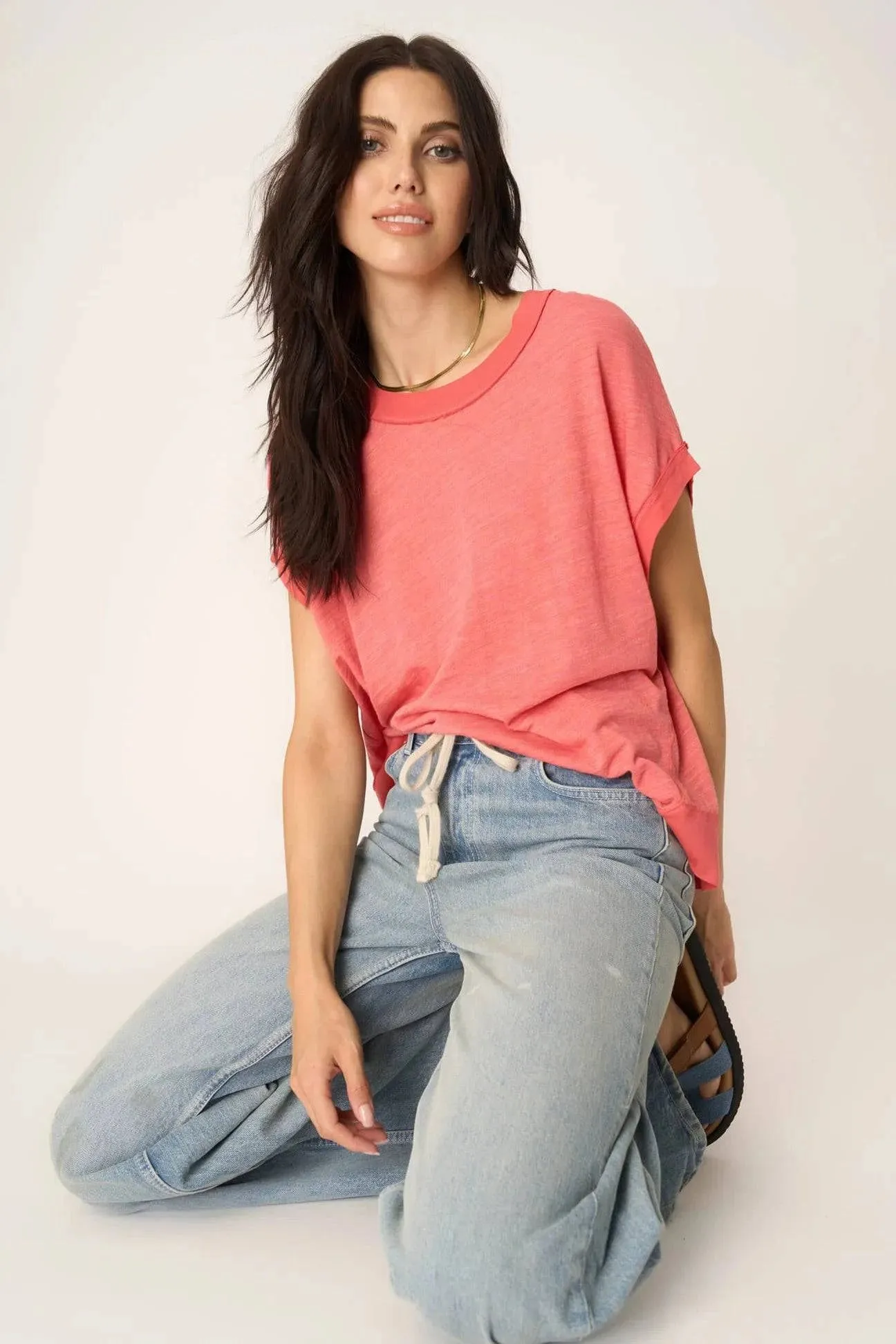 Stop Playin Textured Tee by Project Social T | Sunset Coral
