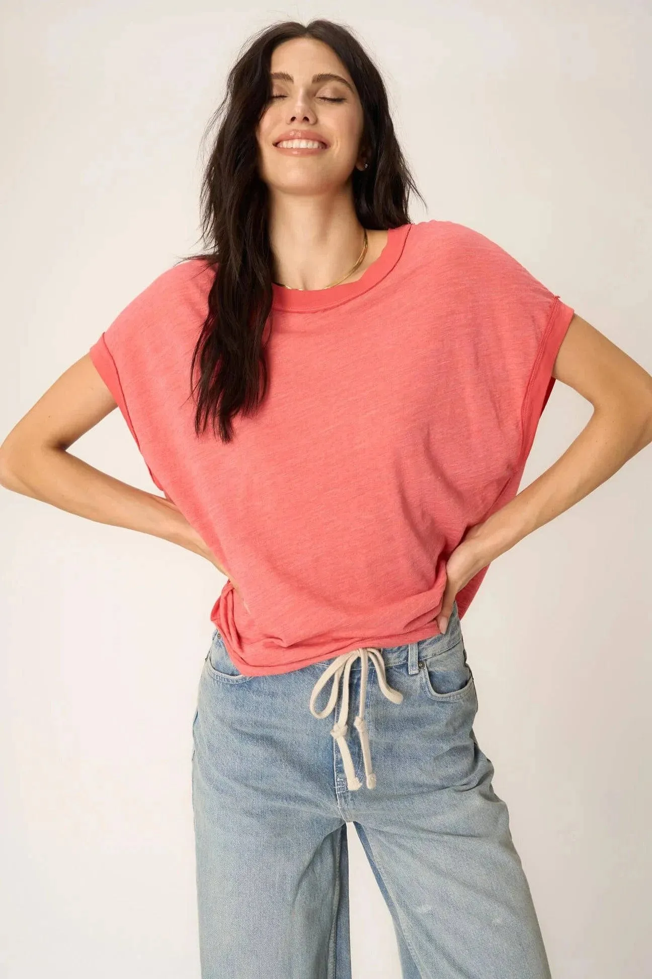 Stop Playin Textured Tee by Project Social T | Sunset Coral