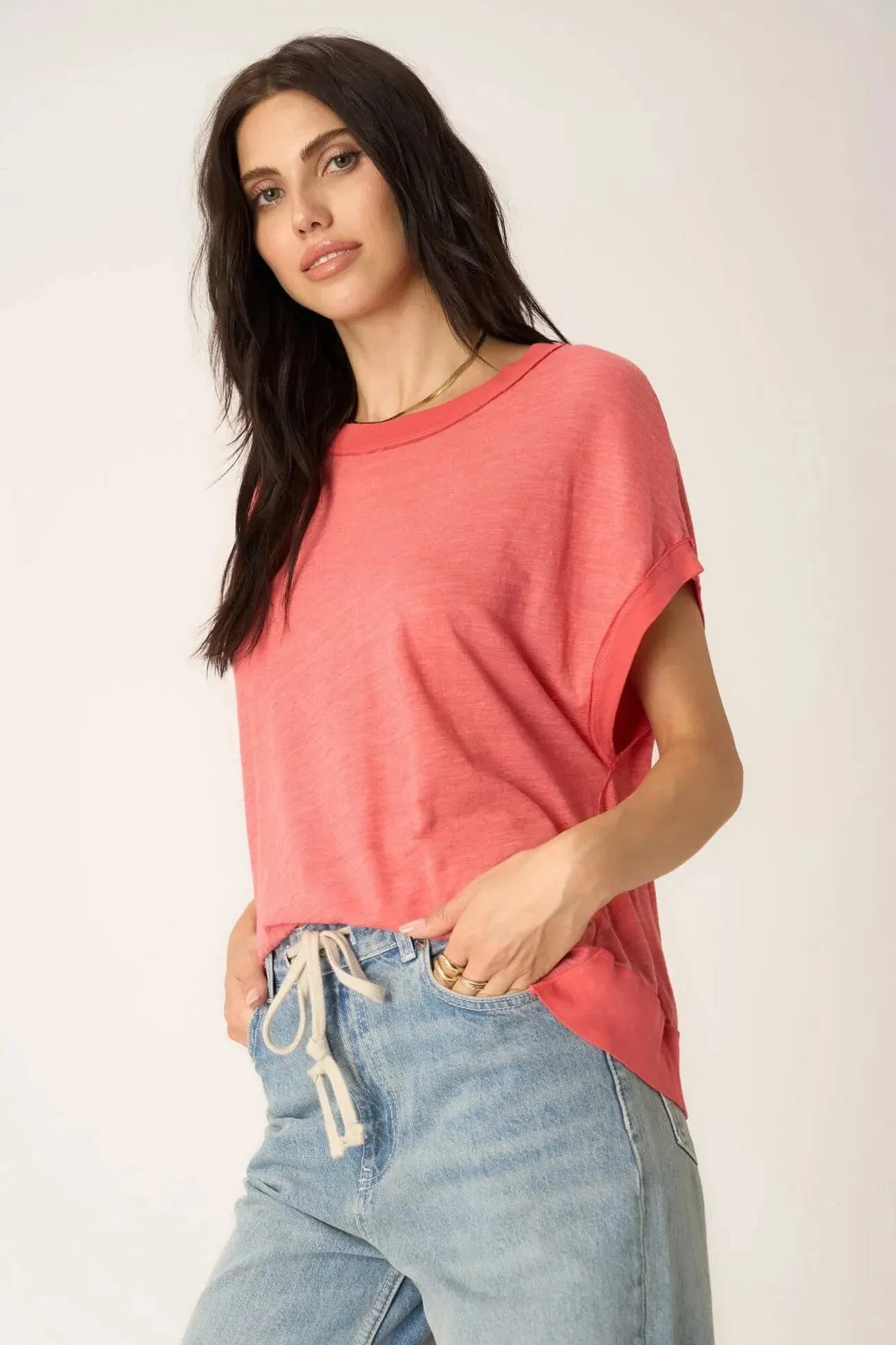 Stop Playin Textured Tee by Project Social T | Sunset Coral