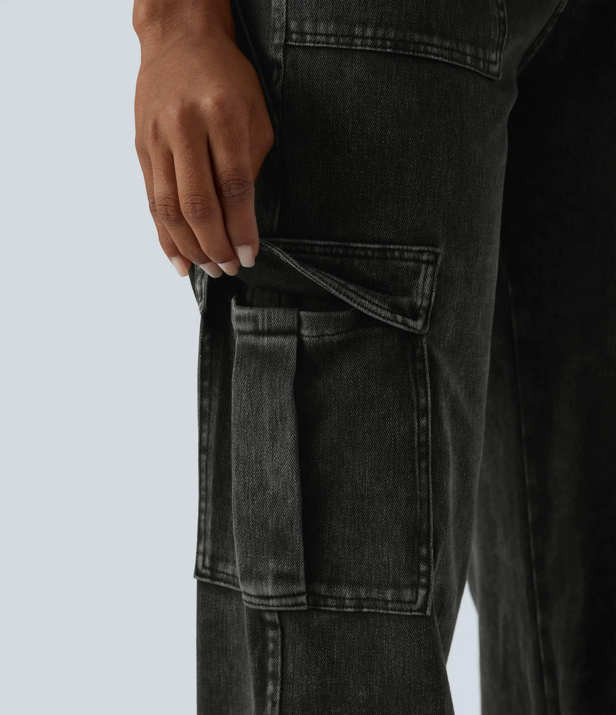 Straight Leg Cargo Jeans