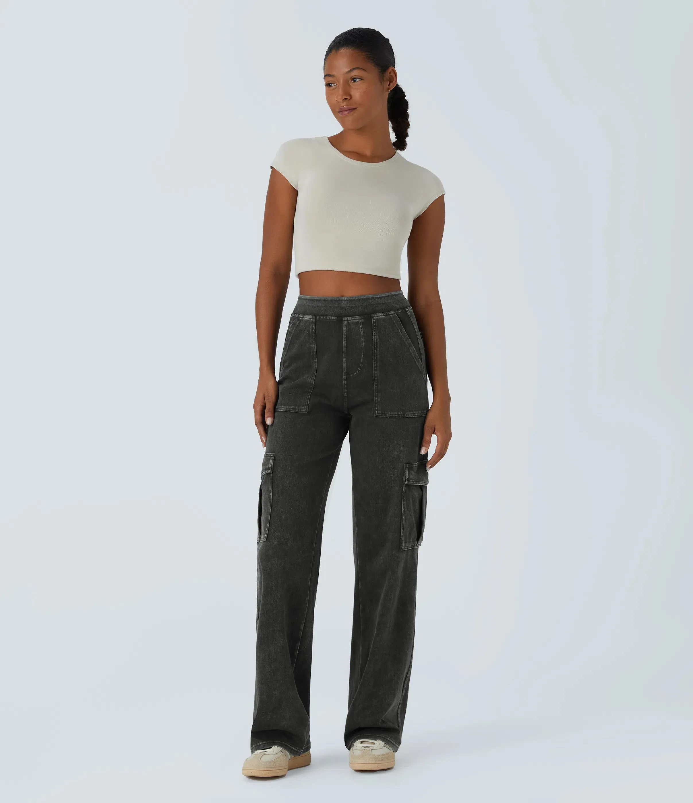 Straight Leg Cargo Jeans