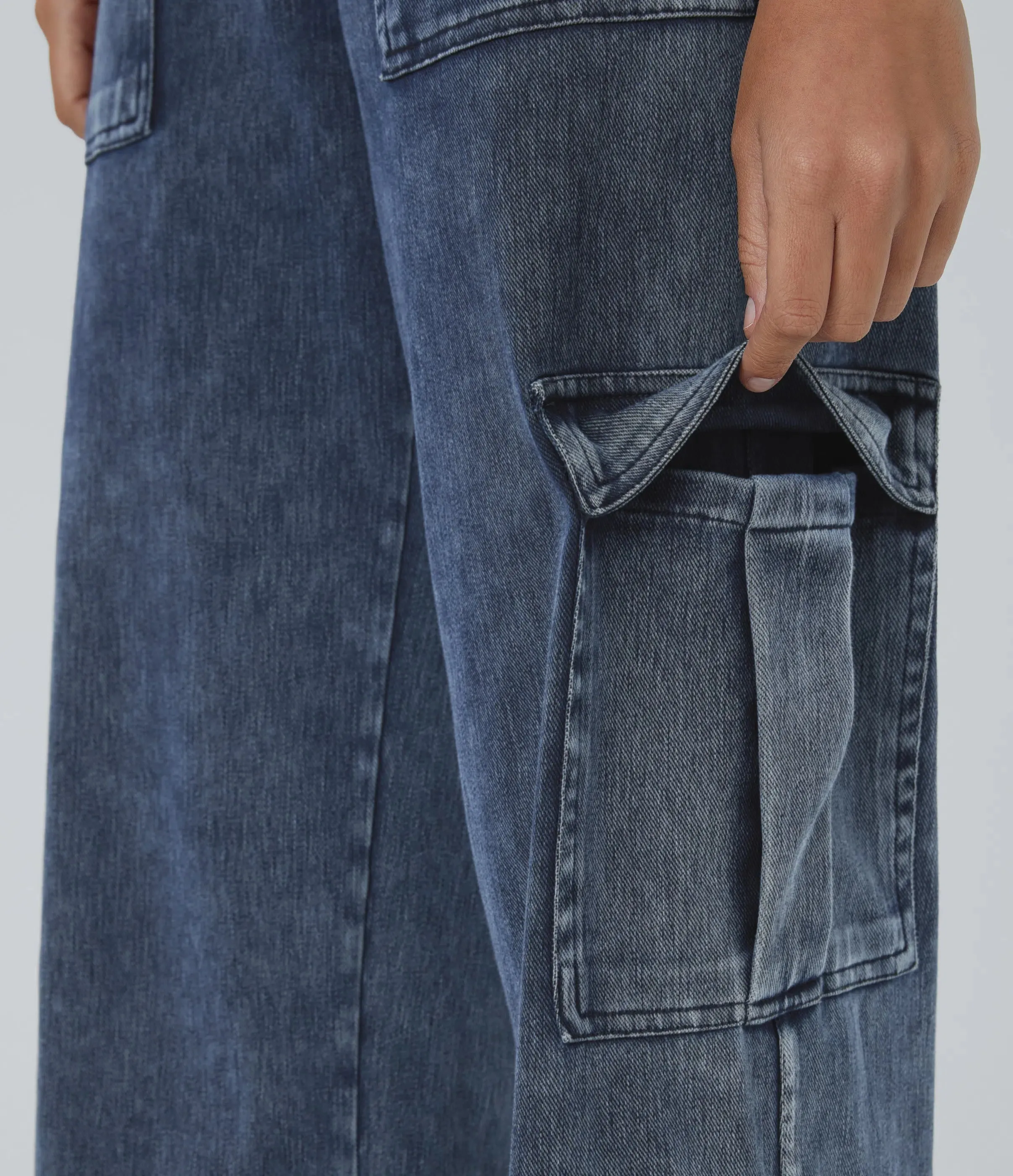 Straight Leg Cargo Jeans
