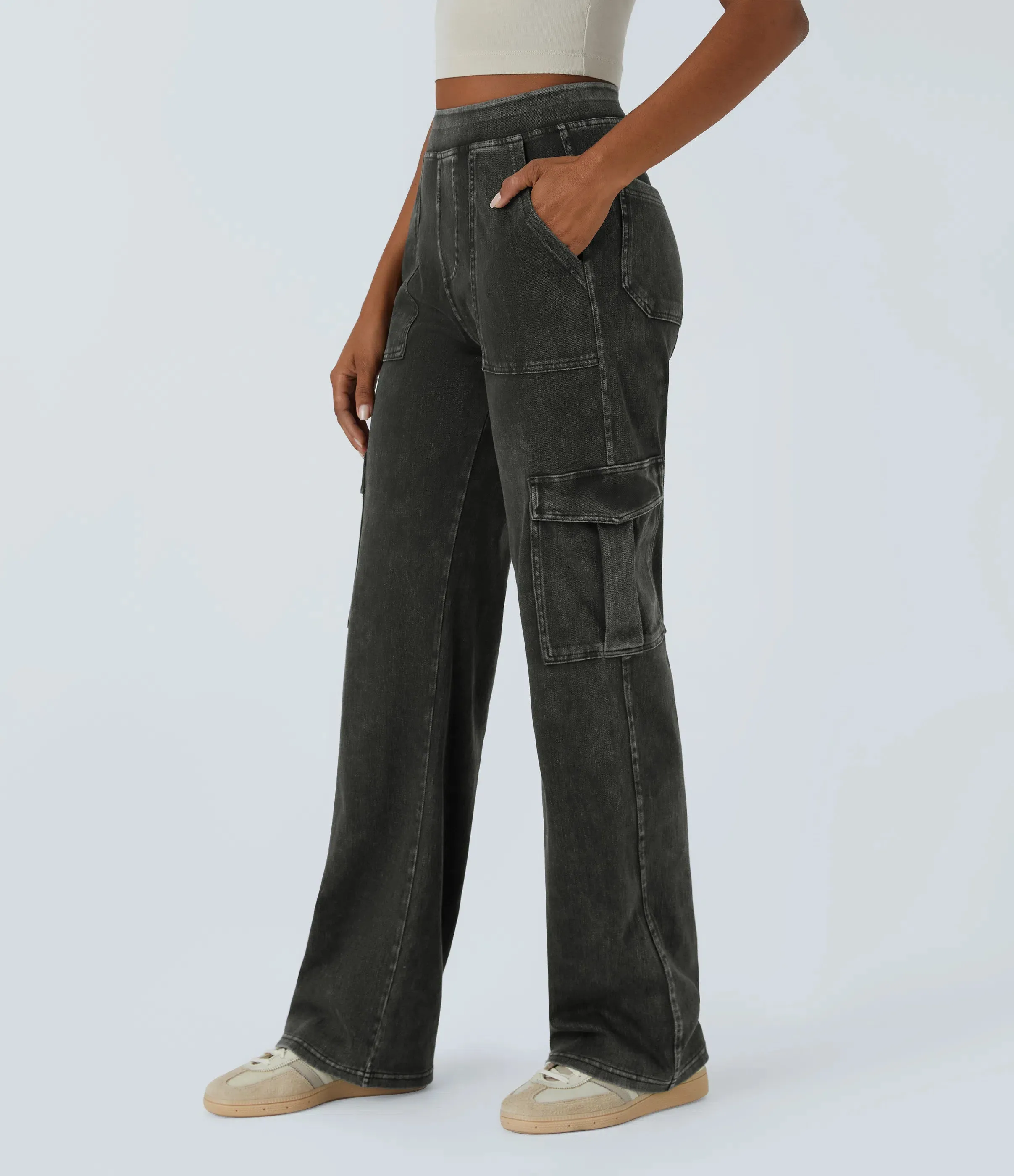 Straight Leg Cargo Jeans