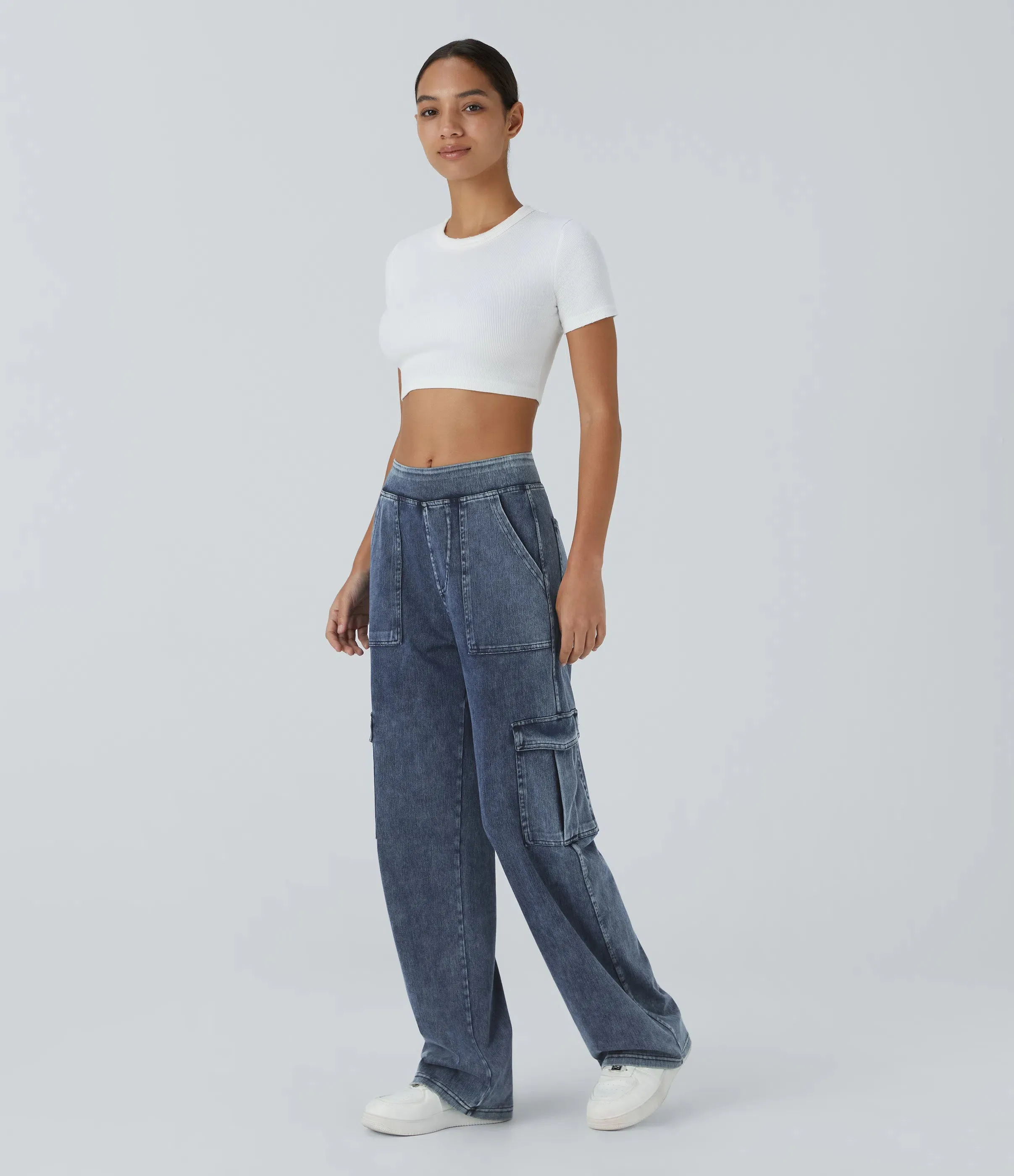 Straight Leg Cargo Jeans