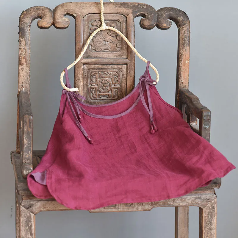 Strappy Contrast Ramie Blouse