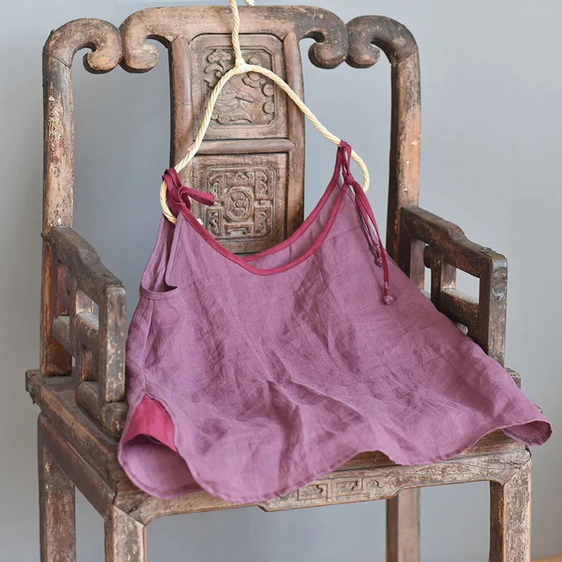 Strappy Contrast Ramie Blouse